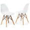 2 Pcs Modern Plastic Hollow Chair Set with Wood Leg
