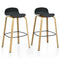Set of 2 Modern Barstools Pub Chairs with Low Back and Metal Legs