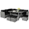 7 Pieces Patio Rattan Dining Furniture Sectional Sofa Set with Wicker Ottoman