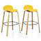 Set of 2 Modern Barstools Pub Chairs with Low Back and Metal Legs