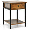 Industrial End Side Table Nightstand with Drawer Shelf
