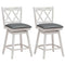 2 Pieces 24 Inch Swivel Counter Height Barstool Set with Rubber Wood Legs