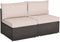 2 Pieces Patio Rattan Armless Sofa Set with 2 Cushions and 2 Pillows