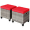 2 Pieces Patio Rattan Ottoman Seat with Removable Cushions-Navy