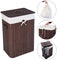 19 Gal Rectangle Laundry Basket Bamboo Clothes Hamper with Handles and Lid