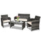 4 Pieces Patio Rattan Furniture Set with Glass Table and Loveseat-Gray