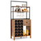 Kitchen Bakers Rack Freestanding Wine Rack Table with Glass Holder and Drawer