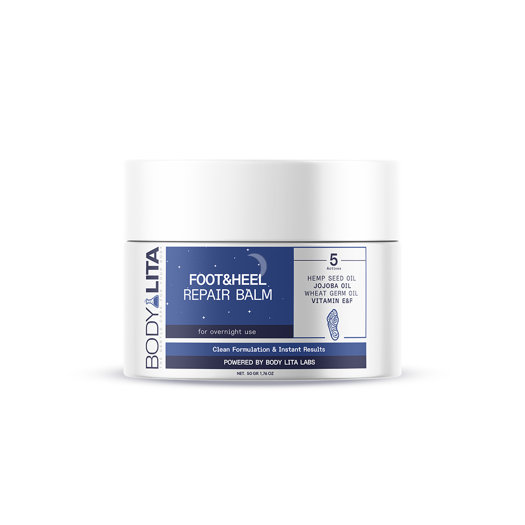 BodyLita Foot & Heel Repair Balm with Hemp Seed & Jojoba Oil, Overnight Cracked Heel Treatment, 50g