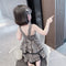 Leopard-print Backless Lace-up Dress With A Tiered Skirt