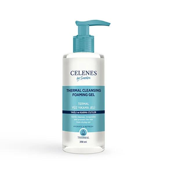 Celenes Thermal Facial Cleansing Gel for Oily & Combination Skin - Gentle Pore Cleanser with Natural Extracts, Anti-Wrinkle - 8.45 fl oz
