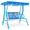 2-Seater Kids Patio Swing with Metal Stand and Adjustable Canopy-Navy