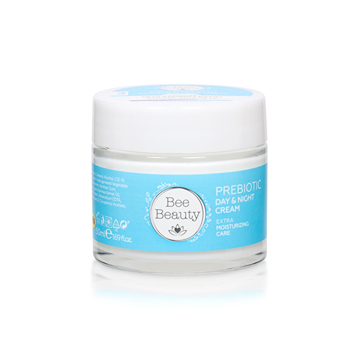 Bee Beauty Prebiotic Day & Night Cream - Hyaluronic Acid & Glycerin Moisturizing Cream for Hydrated Skin, 50ml