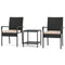 3 Piece Patio Furniture Set with Seat Cushions and Tempered Glass Tabletop