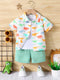 Baby Short Sleeve Shorts Cardigan Two-piece Set Animal Dinosaur Print