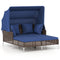 Outdoor Daybed with Retractable Canopy PE Wicker Rattan Patio Lounger