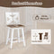 24" Rubberwood Swivel Barstools Set of 4 with Backrest and Large Seat