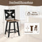 24" Rubberwood Swivel Barstools Set of 4 with Backrest and Large Seat