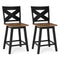 24" Rubberwood Swivel Barstools Set of 2 with Backrest and Large Seat