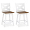 24" Rubberwood Swivel Barstools Set of 2 with Backrest and Large Seat