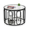 24 Inch Round Coffee Table with Reeded Tempered Glass Top and Oval Swivel Brackets