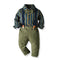 Boys' Cotton Long Sleeved Shirt And Overalls Set