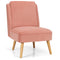 Velvet Accent Armless Side Chair with Rubber Wood Legs for Bedroom