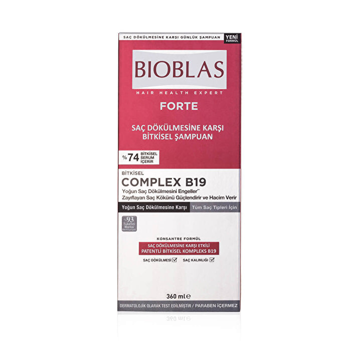 Bioblas Forte Shampoo 360ml - Intensive Hair Loss Treatment | Herbal Complex