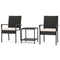 3 Piece Patio Furniture Set with Seat Cushions and Tempered Glass Tabletop