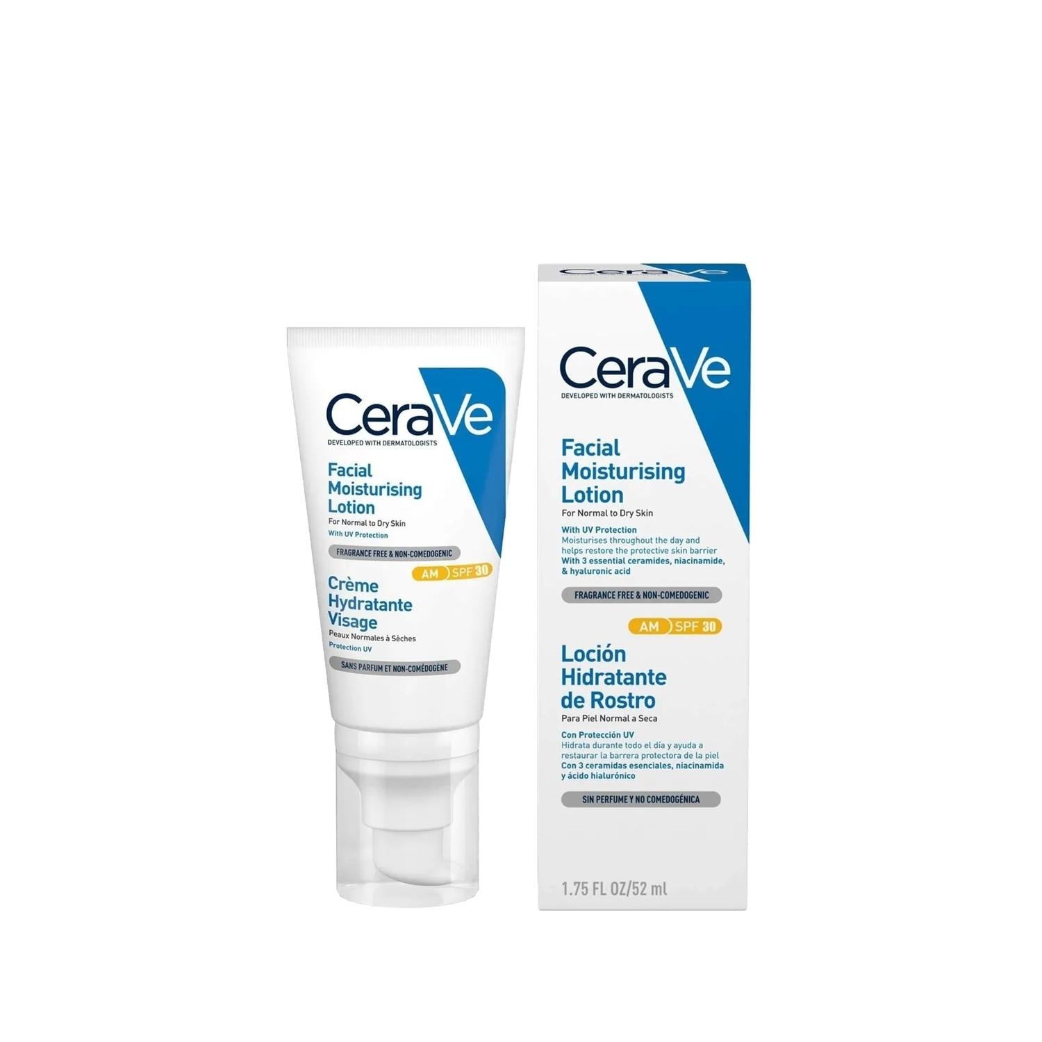 CeraVe Face Moisturizer with SPF 30 - Hydrating Face Cream for Normal to Dry Skin, 1.76 fl oz