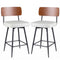27 Inch Padded Counter Barstools Set of 2 with Metal Legs