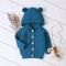 Wool ball hooded knitted jacket