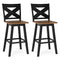 29" Rubberwood Swivel Barstools Set of 2 with Backrest and Large Seat
