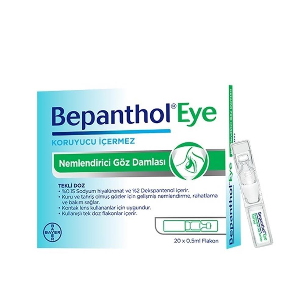 Bepanthol Moisturizing Eye Drops - Dry Eye Relief with Dexpanthenol & Sodium Hyaluronate - 20 x 0.5ml Single-Dose Vials
