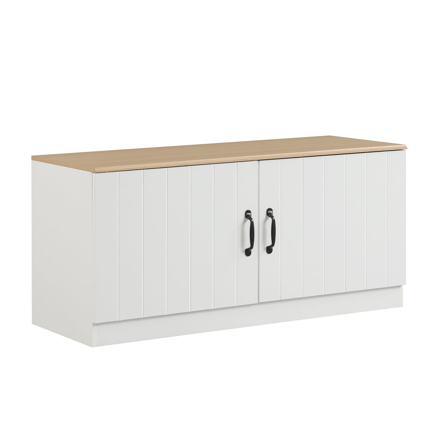2-Door Shoe Bench Shoe Storage Cabinet with Adjustable Shelves
