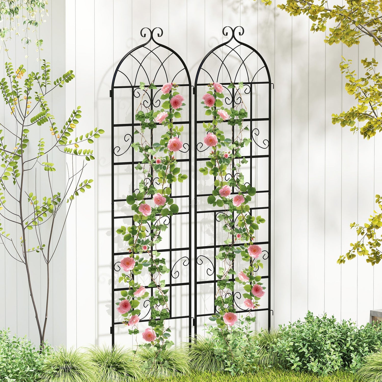 2 Pack 71" x 20" Metal Garden Trellis for Outdoor Climbing Plants