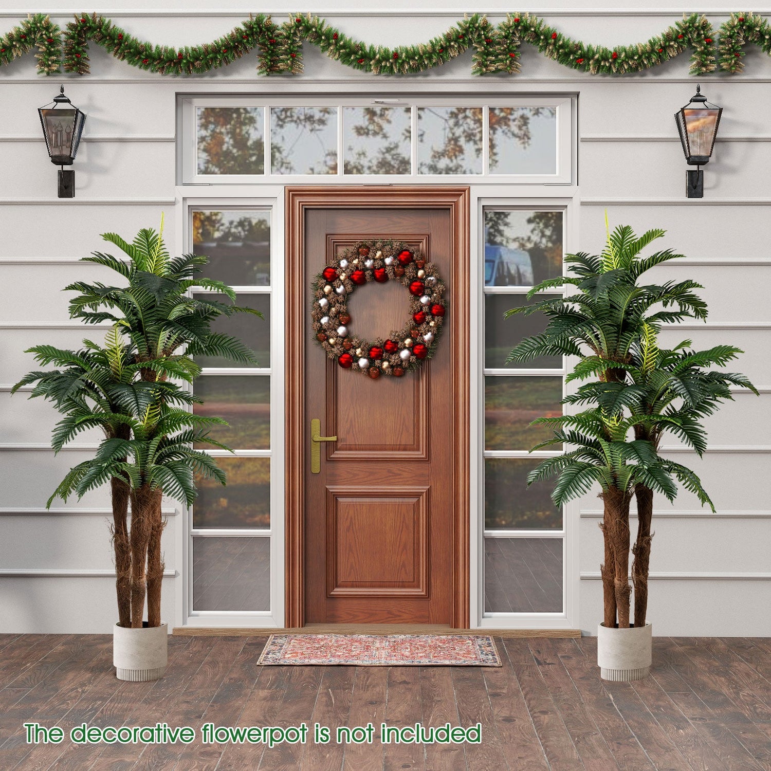 2 Pack Artificial Palm Tree 6.3 ft Tall with Adjustable Leaves