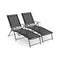 2 Piece Patio Folding Chaise Lounge Chairs Recliner with 6-Level Backrest