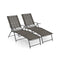 2 Piece Patio Folding Chaise Lounge Chairs Recliner with 6-Level Backrest