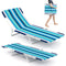 2 Pieces 5-position Lay Flat Beach Recliner with Carry Strap and Metal Frame