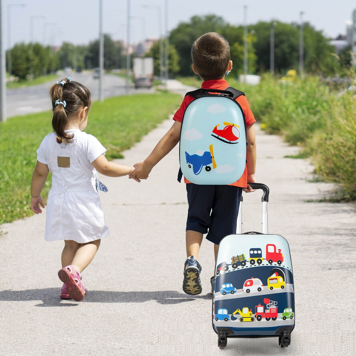 2 Pieces Kids Carry-on Luggage Set with 12 Inch Backpack