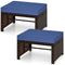Multipurpose Outdoor 2 Pieces Patio PE Rattan Ottomans Footstool