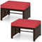 Multipurpose Outdoor 2 Pieces Patio PE Rattan Ottomans Footstool
