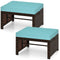 Multipurpose Outdoor 2 Pieces Patio PE Rattan Ottomans Footstool
