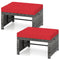 2 Pieces Patio PE Rattan Ottomans with Soft Zippered Cushions for Deck