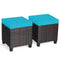 2 Pieces Patio Rattan Ottoman Set with Removable Cushions