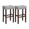 29 Inch Set of 2 Height Upholstered Bar Stool with Solid Rubber Wood Legs and Footrest-Gray