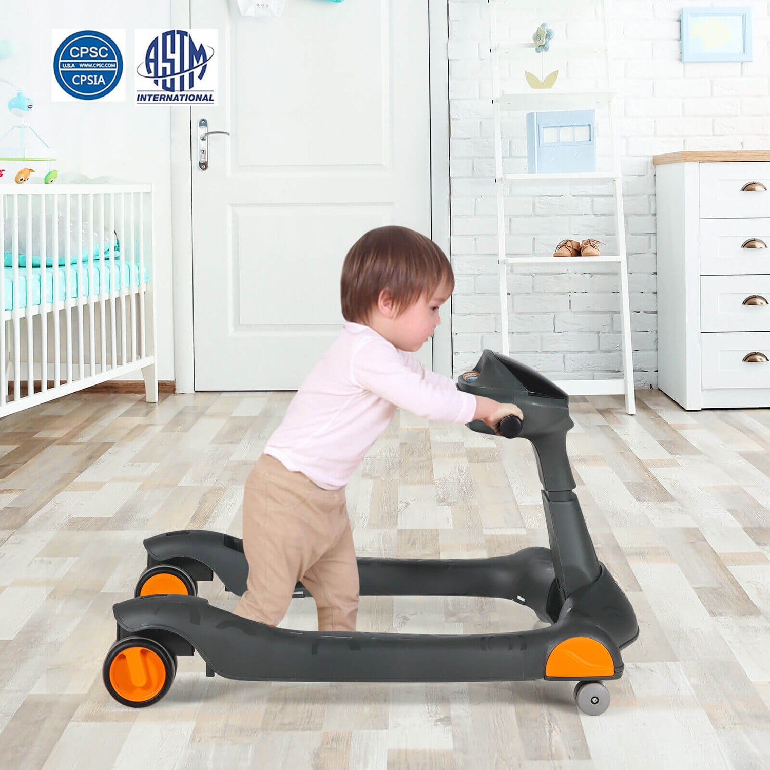 2-in-1 Foldable Activity Push Walker with Adjustable Height