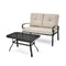 2 Pieces Patio Loveseat Bench Table Furniture Set with Cushioned Chair-Blue