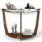 2-tier Tempered Glass Console Table with Clear Glass Top and Open Shelf