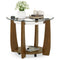 32" 2-Tier Glass Round Coffee Table with Storage Shelf